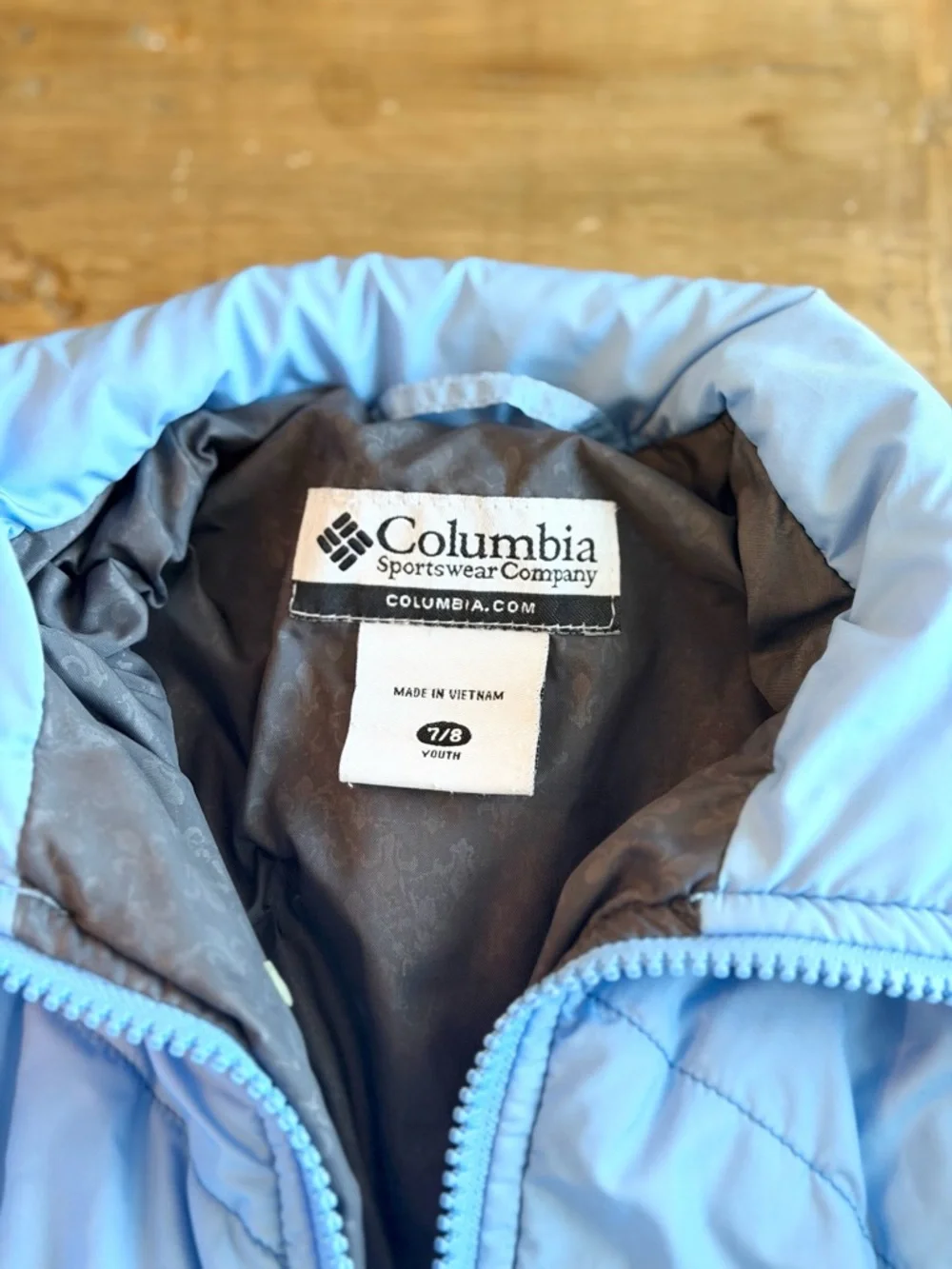 Columbia Sky Blue Quilted Lightweight Puffer Jacket. Kid’s Sz 7/8